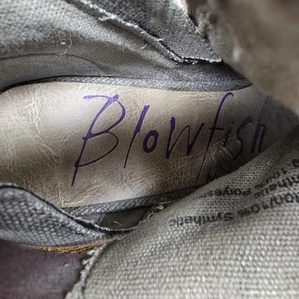 Blowfish Fella Gladiator Stacked Block Heel Open Peep Toe Bootie Sz 9 Taupe